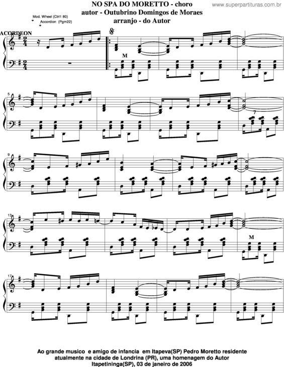 Partitura da música No Spa Do Moreto
