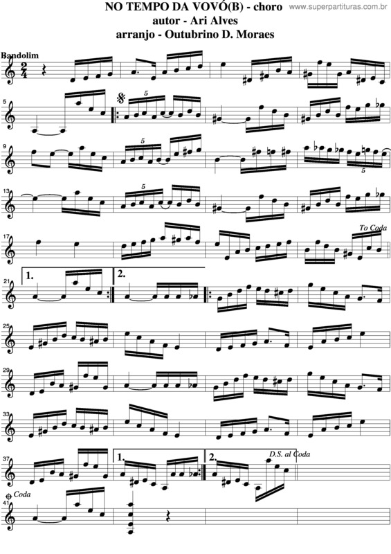 Partitura da música No Tempo Da Vovó v.2