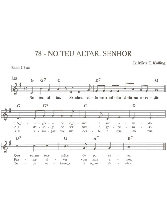 Partitura da música No Teu Altar Senhor
