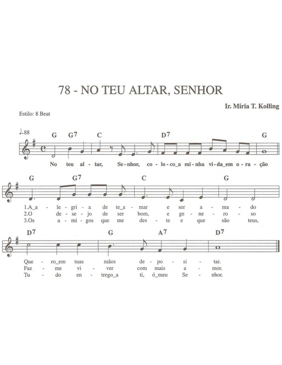 Partitura da música No Teu Altar Senhor