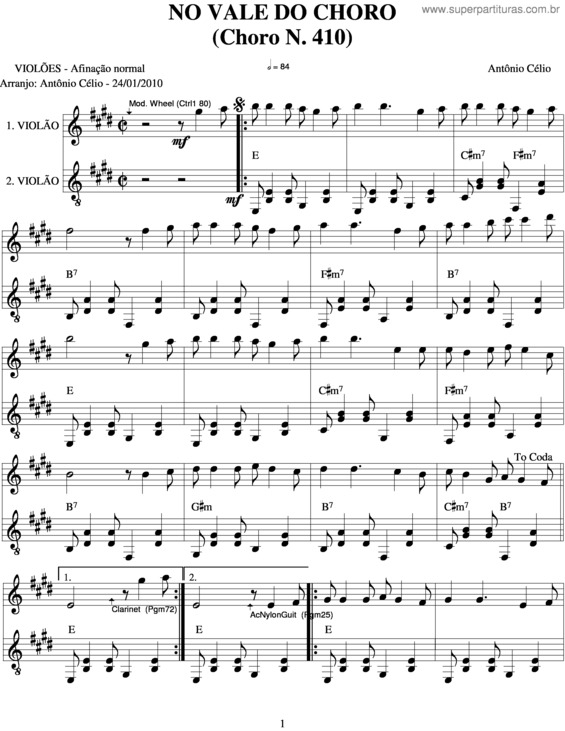 Partitura da música No Vade Do Choro