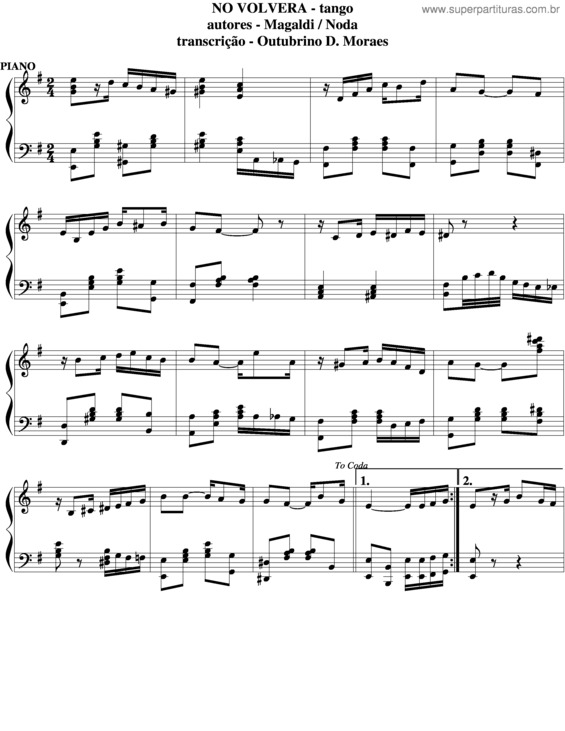 Partitura da música No Volvera