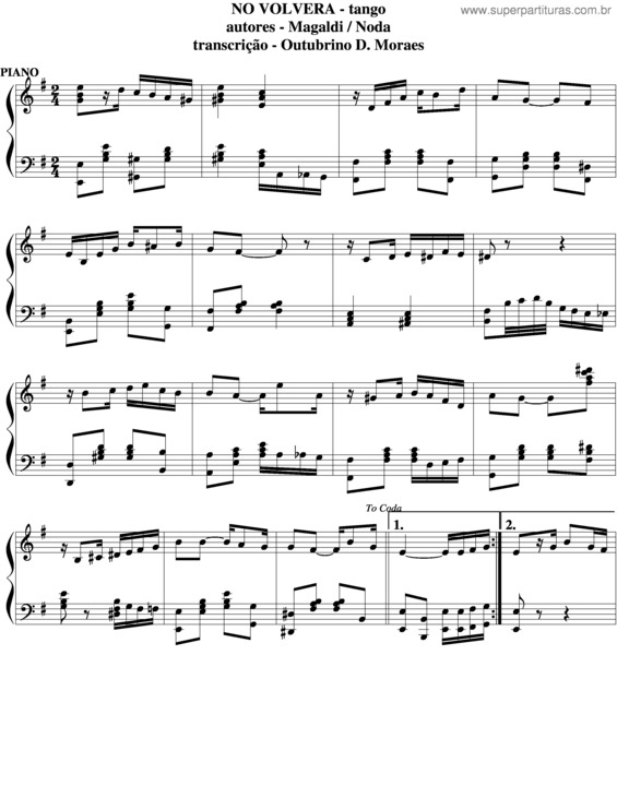 Partitura da música No Volvera