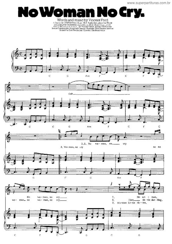 Partitura da música No Woman, No Cry v.2