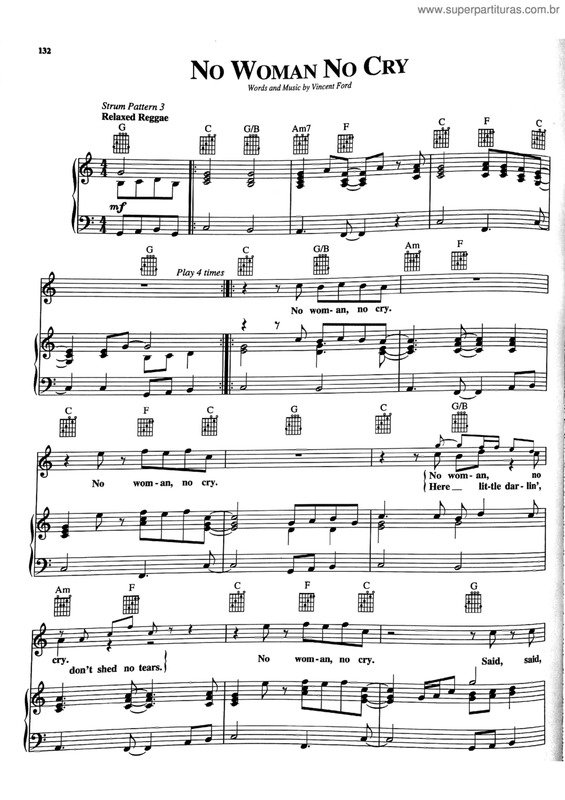 Partitura da música No Woman No Cry v.3