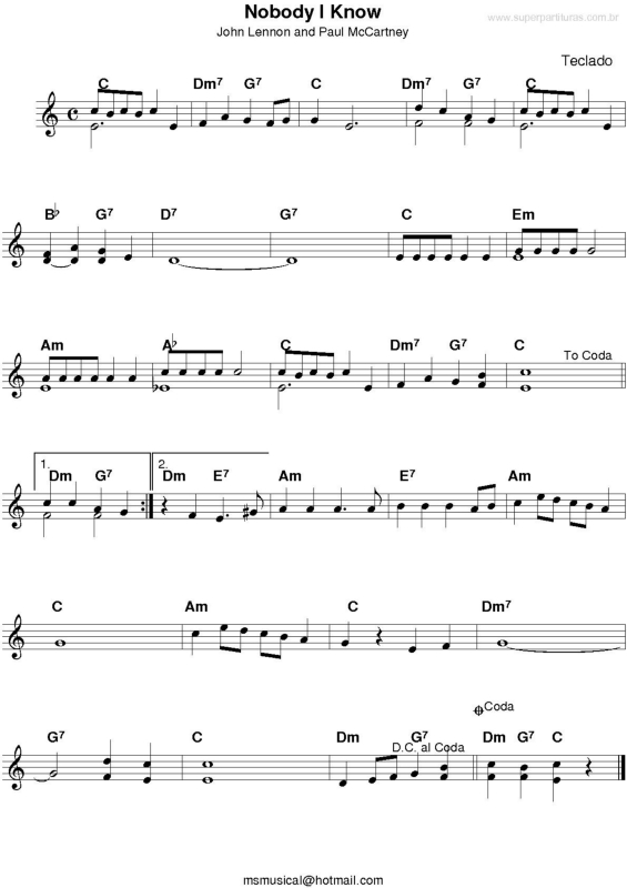 Partitura da música Nobody I Know v.2