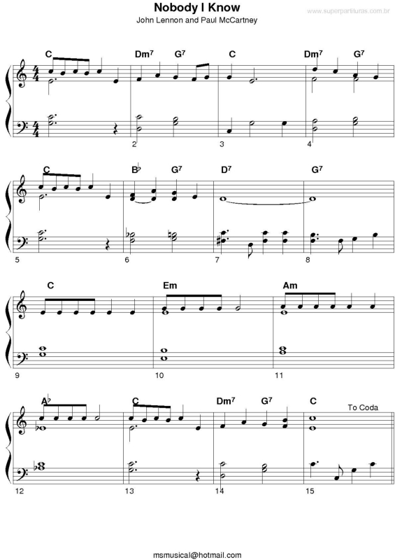 Partitura da música Nobody I Know