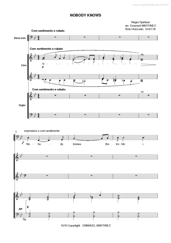 Partitura da música Nobody Knows v.4