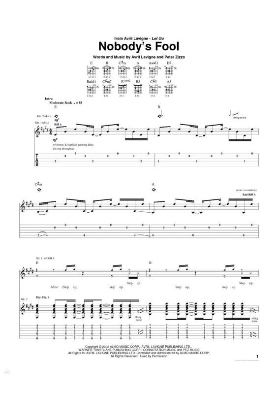 Partitura da música Nobody`s Fool