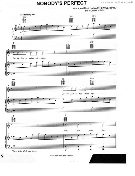 Partitura da música Nobody`s Perfect v.2