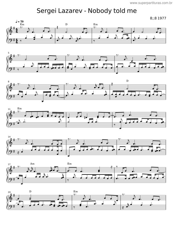 Partitura da música Nobody Told Me v.2