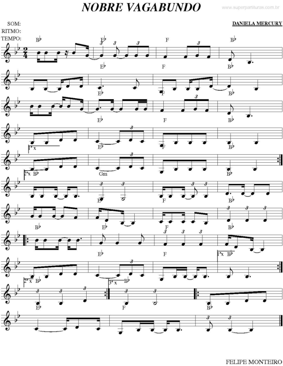 Partitura da música Nobre vagabundo