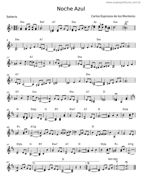 Partitura da música Noche Azul – Carlos Espinoza De Los Monteros