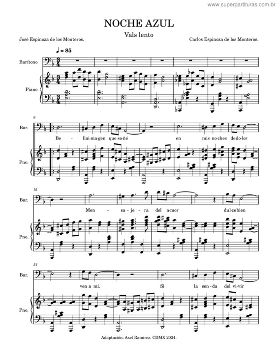Partitura da música Noche Azul v.2