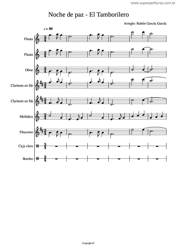 Partitura da música Noche De Paz – El Tamborilero