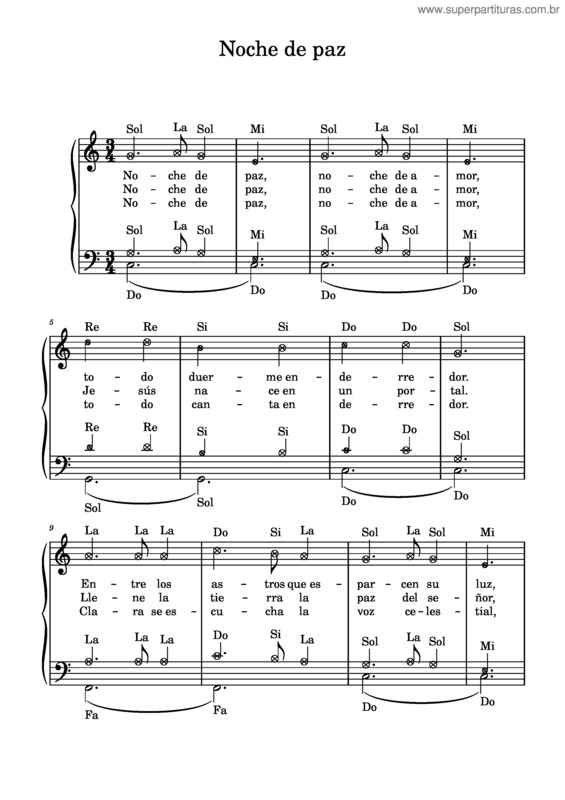 Partitura da música Noche De Paz – Franz Xaver Gruber v.10
