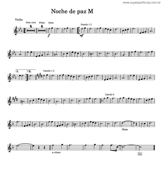 Partitura da música Noche De Paz – Franz Xaver Gruber v.11