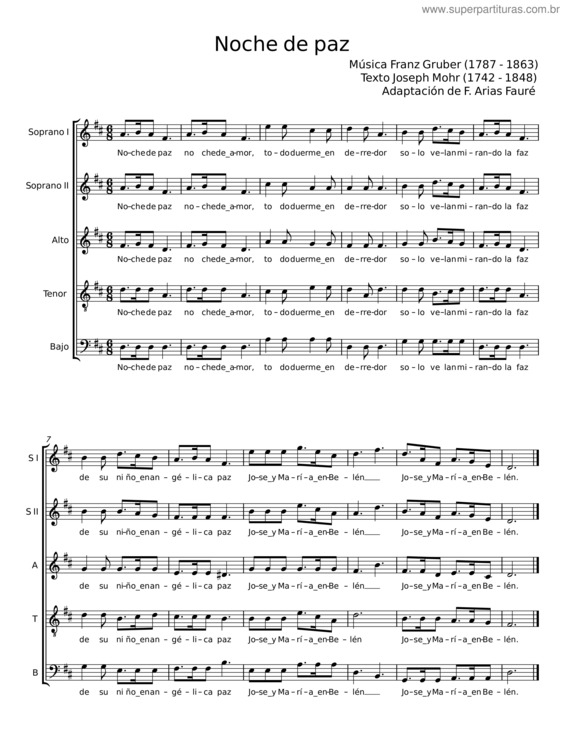 Partitura da música Noche De Paz – Franz Xaver Gruber v.15
