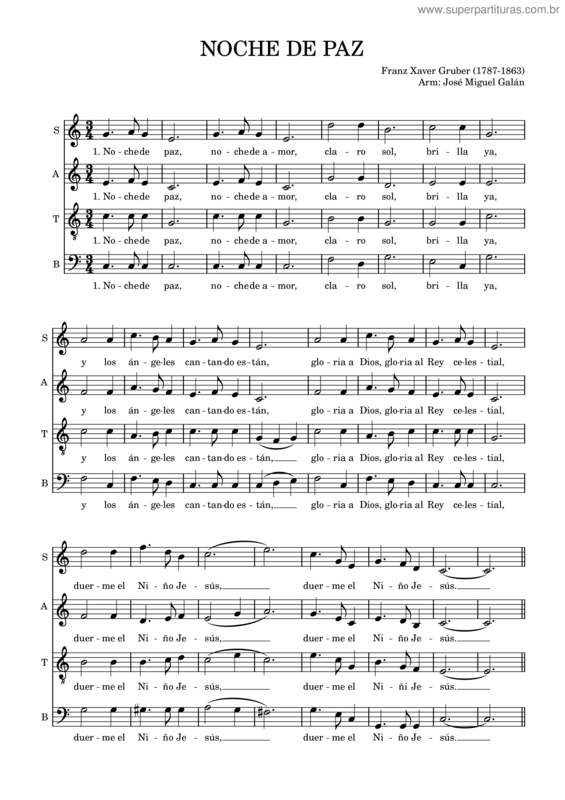 Partitura da música Noche De Paz – Franz Xaver Gruber v.16