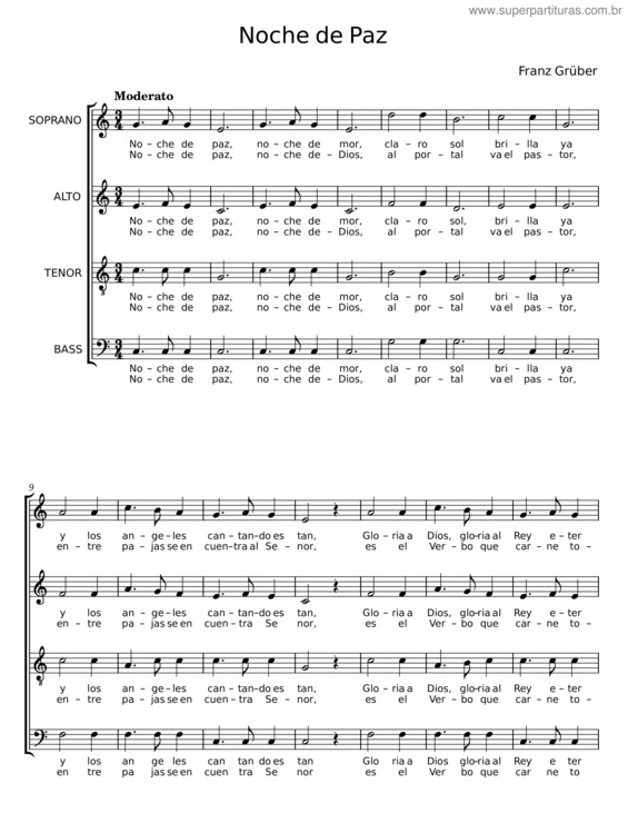 Partitura da música Noche De Paz – Franz Xaver Gruber v.19