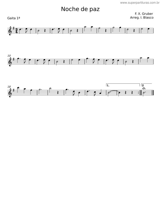 Partitura da música Noche De Paz – Franz Xaver Gruber v.20
