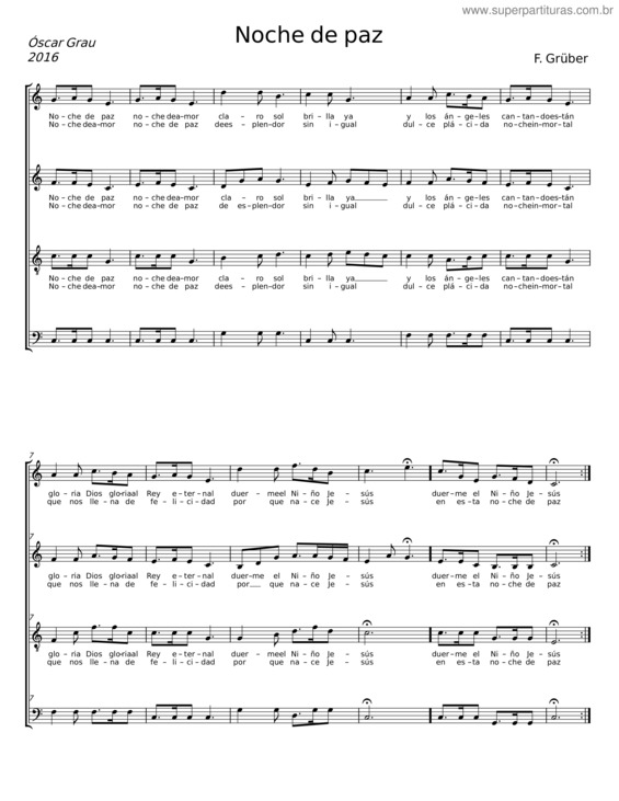 Partitura da música Noche De Paz – Franz Xaver Gruber v.22