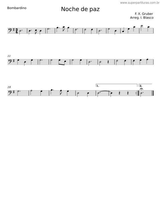Partitura da música Noche De Paz – Franz Xaver Gruber v.26
