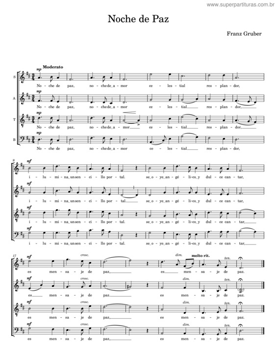 Partitura da música Noche De Paz – Franz Xaver Gruber v.27