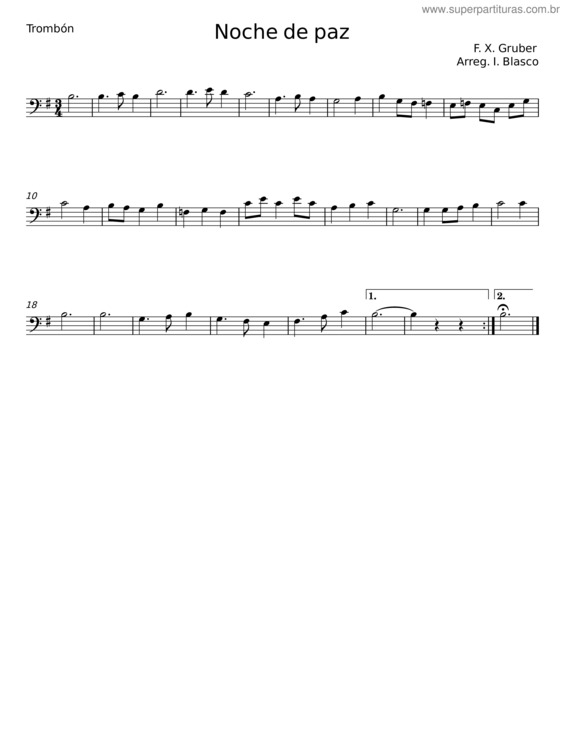 Partitura da música Noche De Paz – Franz Xaver Gruber v.28
