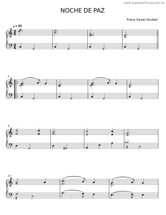 Partitura da música Noche De Paz – Franz Xaver Gruber v.29