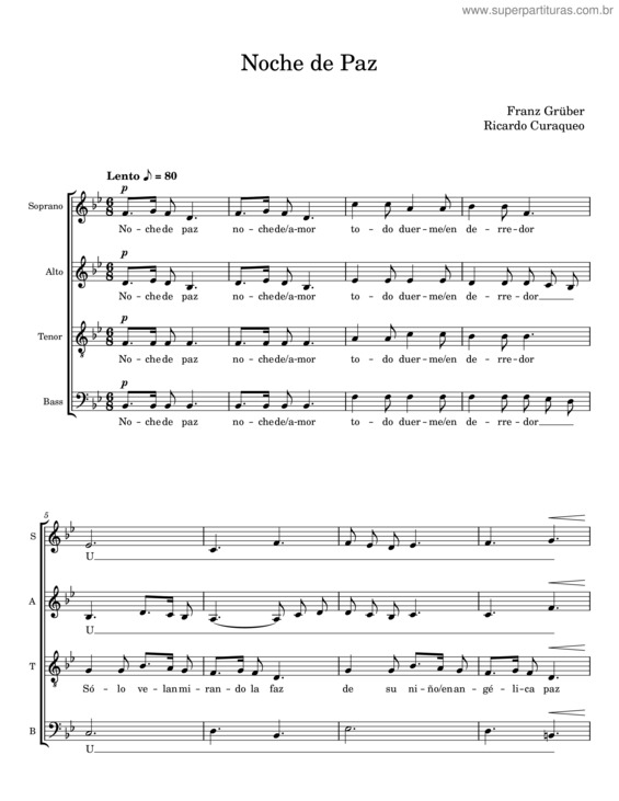 Partitura da música Noche De Paz – Franz Xaver Gruber v.30