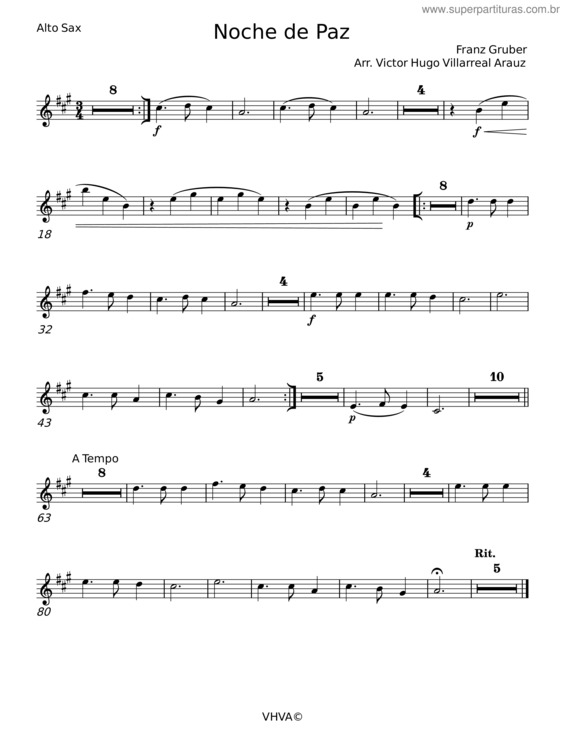 Partitura da música Noche De Paz – Franz Xaver Gruber v.6