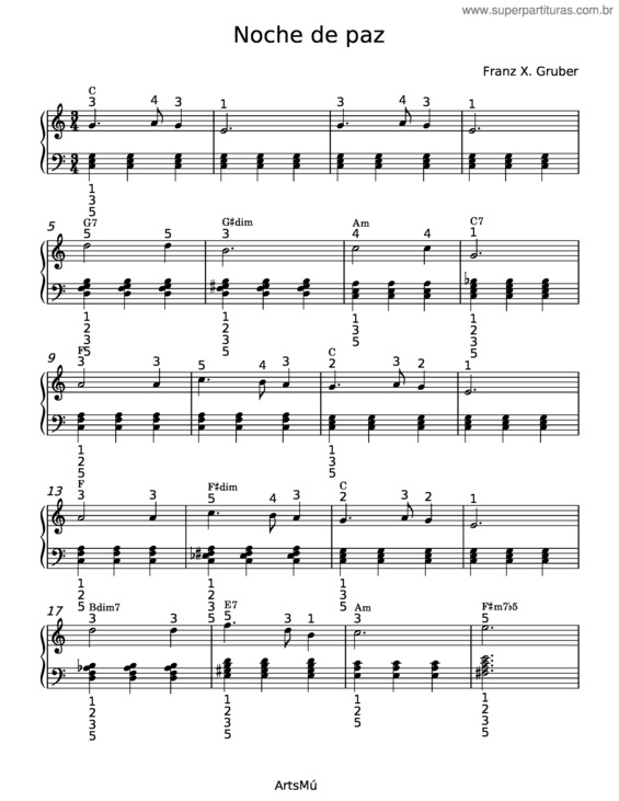 Partitura da música Noche De Paz – Franz Xaver Gruber v.7