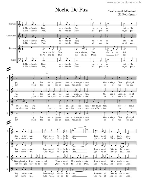 Partitura da música Noche De Paz – R. Rodríguez