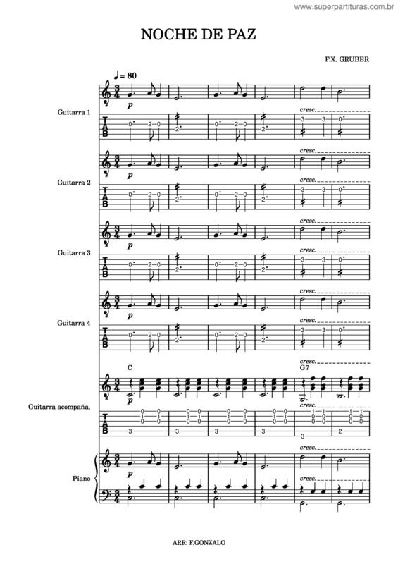 Partitura da música Noche De Paz – Villancicos v.2