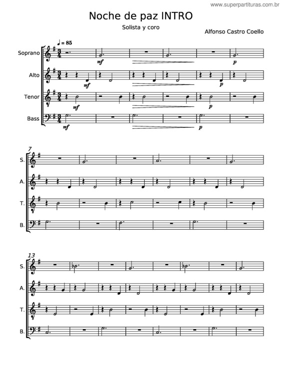 Partitura da música Noche De Paz – Villancicos v.3