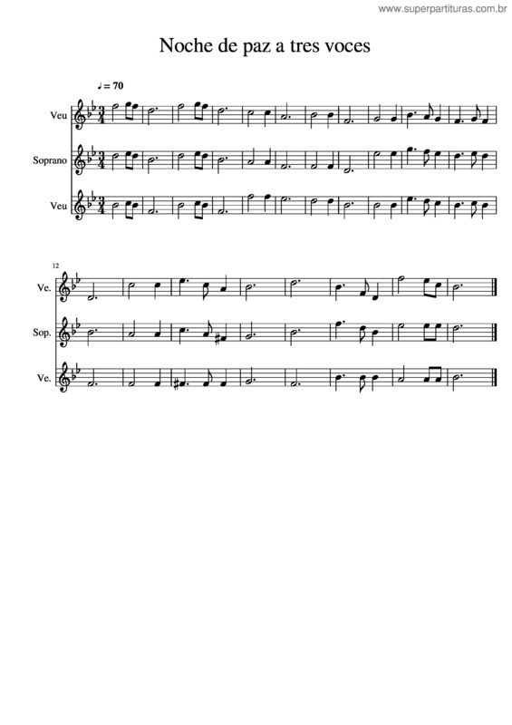 Partitura da música Noche De Paz A Tres Voces