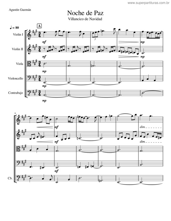 Partitura da música Noche De Paz.Mscz