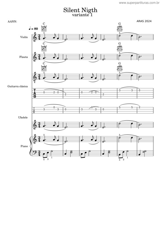 Partitura da música Noche De Paz Silent Night – Eli171