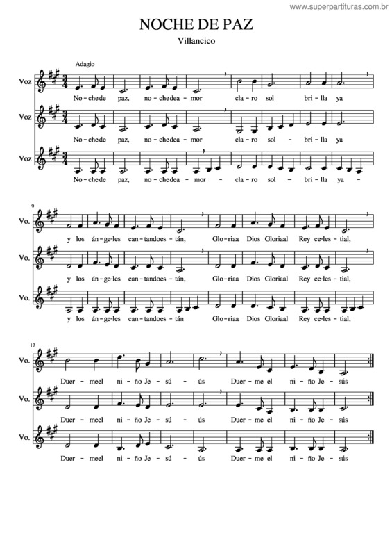 Partitura da música Noche De Paz Stille Nacht Heilige Nacht