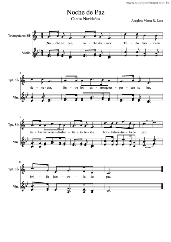 Partitura da música Noche De Paz Trompetas