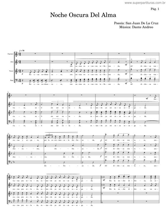 Partitura da música Noche Oscura Del Alma – San Juan De La Cruz