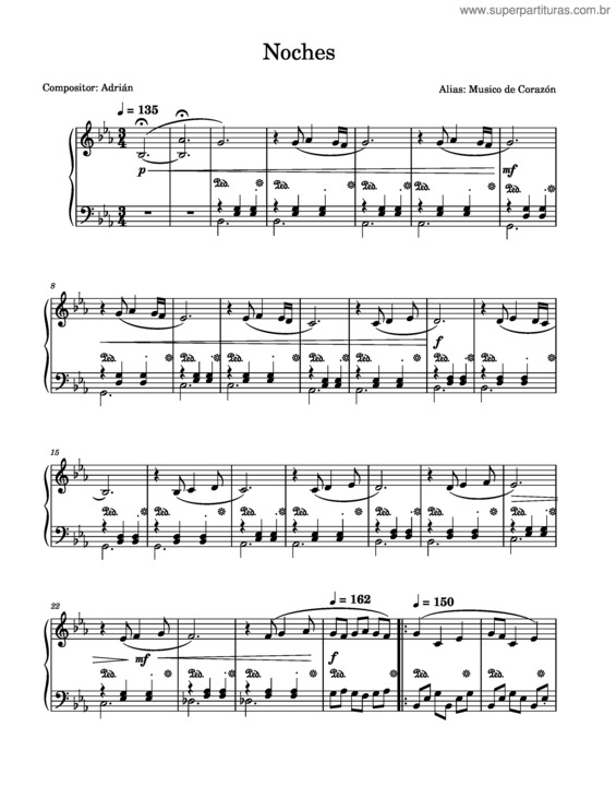 Partitura da música Noches