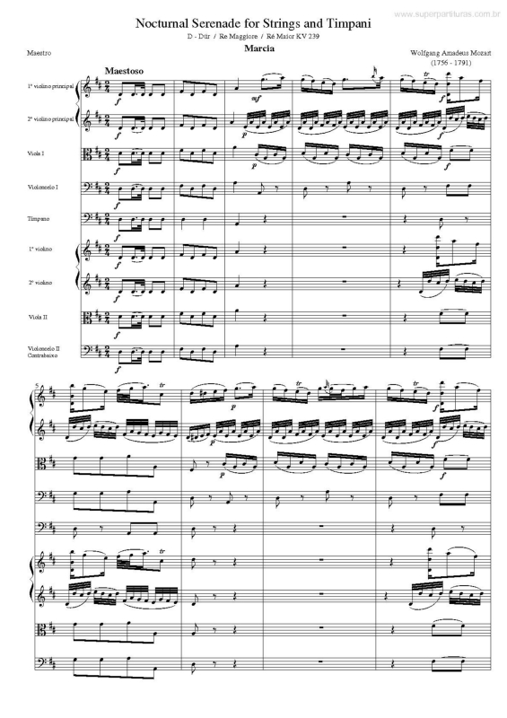 Partitura da música Nocturnal Serenade for Strings and Timpani