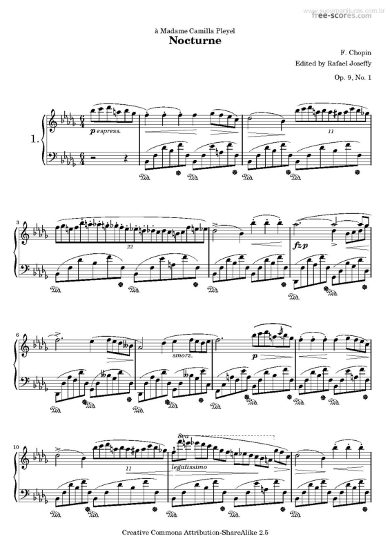 Partitura da música Nocturne (Op. 9 No.1)