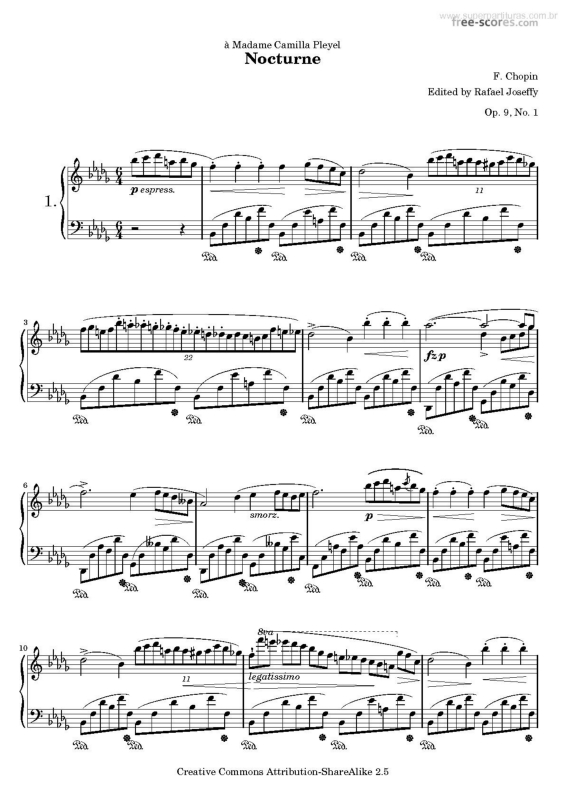 Partitura da música Nocturne (Op. 9 No.1)