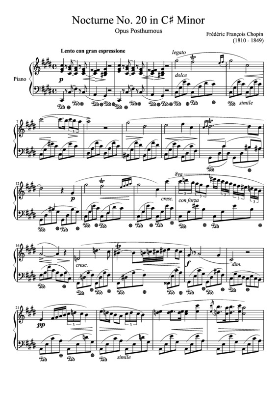 Partitura da música Nocturne No. 20 In C Minor