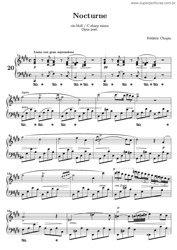 Partitura da música Nocturne No. 20