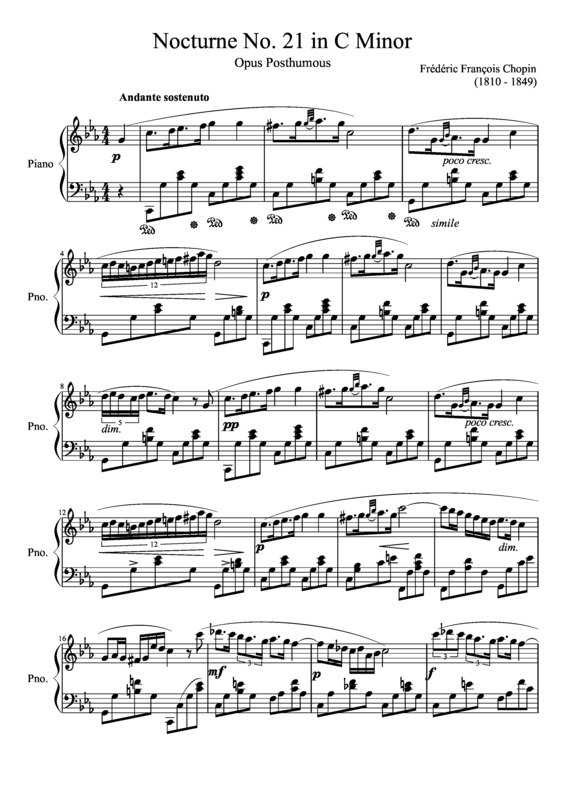 Partitura da música Nocturne No. 21 In C Minor