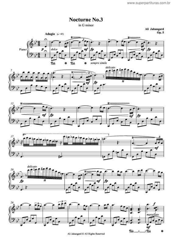 Partitura da música Nocturne No.3 - Op.5